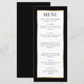 Menu Élégant Mariage moderne noir blanc et or (Devant / Derrière)
