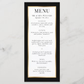 Menu Élégant Mariage moderne noir blanc et or (Devant)