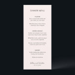Menu Élégant Mariage moderne rose<br><div class="desc">Menu mariage moderne avec un design simple et minimal avec vos noms dans un script manuscrit contemporain. La palette de couleurs est rose chaud et peut être changée dans l'outil d'édition de conception. Ce design contemporain convient à tous les styles de mariage.</div>