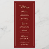 Menu Élégant Mariage Monogramme Script Rouge Vin (Devant)