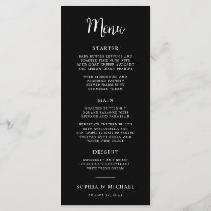 Menu Élégant Mariage noir blanc