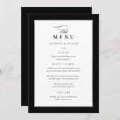 Menu Élégant Mariage noir et argent (Devant / Derrière)