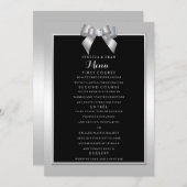 Menu Élégant Mariage noir et bow de Gem Argent (Devant / Derrière)