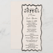 Menu Elégant Mariage noir rétro tiré à la main (Devant / Derrière)