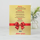 Menu Elegant Mariage or avec ruban rouge et photo (Debout devant)
