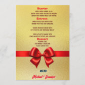 Menu Elegant Mariage or avec ruban rouge et photo (Devant)