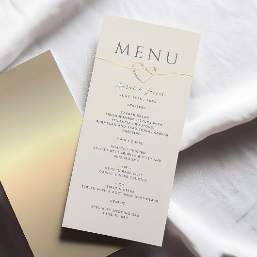 Menu Élégant Mariage Or et Ivoire
