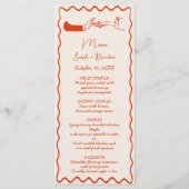 Menu Elégant Mariage Orange Retro tiré à la main (Devant)