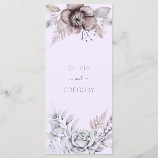 Menu Élégant Mariage Pastel Spring Watercolor (Dos)