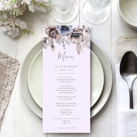 Menu Élégant Mariage Pastel Spring Watercolor