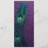 Menu Élégant Mariage Peacock bleu violet Turquoise (Dos)