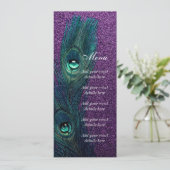 Menu Élégant Mariage Peacock bleu violet Turquoise (Debout devant)