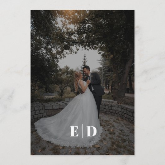 Menu Élégant Mariage photo noir et blanc côté vague (Dos)