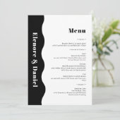 Menu Élégant Mariage photo noir et blanc côté vague (Debout devant)