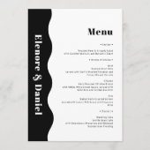 Menu Élégant Mariage photo noir et blanc côté vague (Devant)