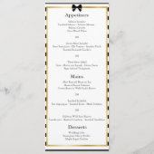Menu Élégant Mariage Rayure Noir Blanc Cadre Doré (Devant)