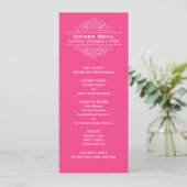 Menu Élégant Mariage Rose Chaud Monogram Dîner (Debout devant)