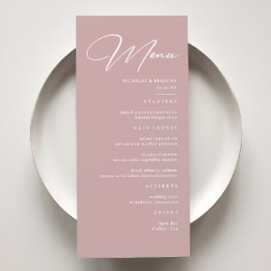 Menu Élégant Mariage Rose Dusty