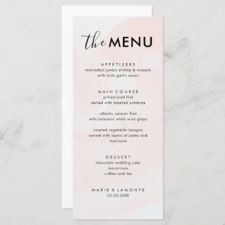 Menu Élégant Mariage rose Pastel