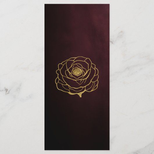 Menu Élégant Mariage rouge rose et or bordeaux foncé (Dos)