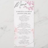 Menu Élégant Mariage Sakura rose fleuri cerisier (Devant)