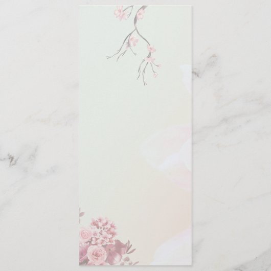 Menu Élégant Mariage Sakura rose fleuri cerisier (Dos)