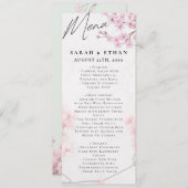 Menu Élégant Mariage Sakura rose fleuri cerisier (Devant / Derrière)