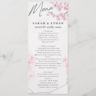 Menu Élégant Mariage Sakura rose fleuri cerisier
