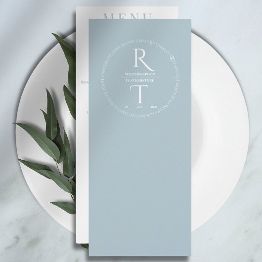 Menu Élégant Mariage simple gris blanc