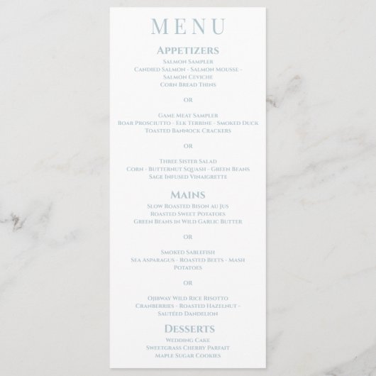 Menu Élégant Mariage simple gris blanc (Dos)