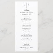 Menu Élégant Mariage simple noir et blanc (Devant)