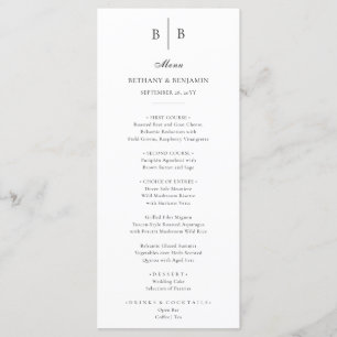 Menu Élégant Mariage simple noir et blanc