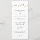 Menu Élégant Mariage traditionnel de calligraphie en or (Devant)