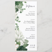 Menu Élégant Mariage vert émeraude fleuri (Devant)