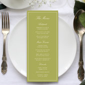 Menu Élégant Mariage Vert Olive Script