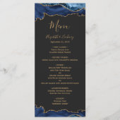Menu Elégant Marine Blue Gold Agate Dark Mariage (Devant)
