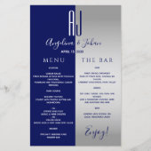 Menu Elegant Marine Blue Mariage Bar (Devant)