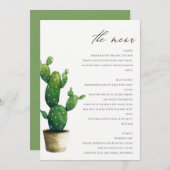 Menu Élégant minimal Cactus à pointes Folio vert (Devant / Derrière)