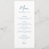 Menu Élégant minimal Dusty Blue Script Mariage texte (Devant)