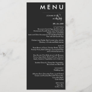 Menu Élégant minimal Eerie Noir Mariage moderne