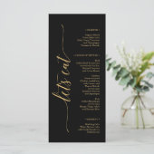 Menu Elegant Minimal Gold Wedding Vrijgezellenfees (Staand voorkant)