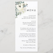 Menu Elegant Minimal Ivory Floral Dusty Blue Wedding  (Devant)