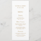 Menu Élégant Minimal Or Formal Script Mariage Dîner (Devant)