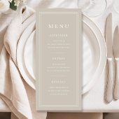 Menu Elegant Minimal Taupe Dinner