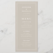 Menu Elegant Minimal Taupe Wedding (Devant)