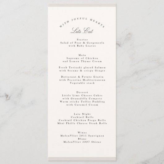 Menu Elegant Minimalist Calligraphy Wedding (Devant)