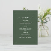 Menu Elegant Minimalist Wedding Dark Green Classic Chic (Debout devant)