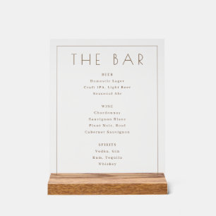 Menu élégant minimaliste Bar couleur beige