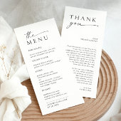 Menu Élégant minimaliste Merci Mariage moderne