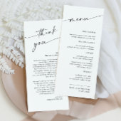 Menu Élégant minimaliste Merci Mariage moderne